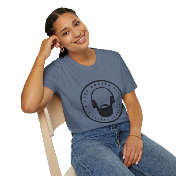 Unisex Softstyle T-Shirt Black Free Advice Guy Logo - Image 21