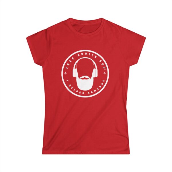 Women's Softstyle Tee White Free Advice Guy Logo - Image 4