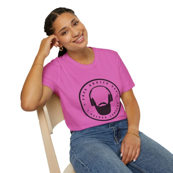 Unisex Softstyle T-Shirt Black Free Advice Guy Logo - Image 27