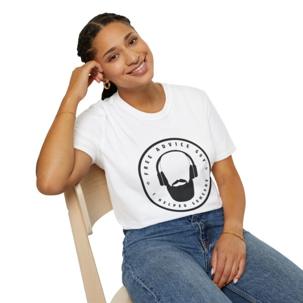 Unisex Softstyle T-Shirt Black Free Advice Guy Logo - Image 3