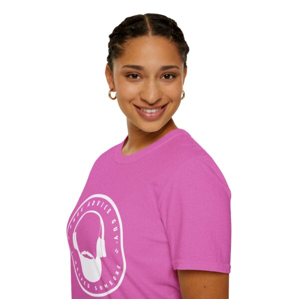 Unisex Softstyle T-Shirt White Free Advice Guy Logo - Image 22