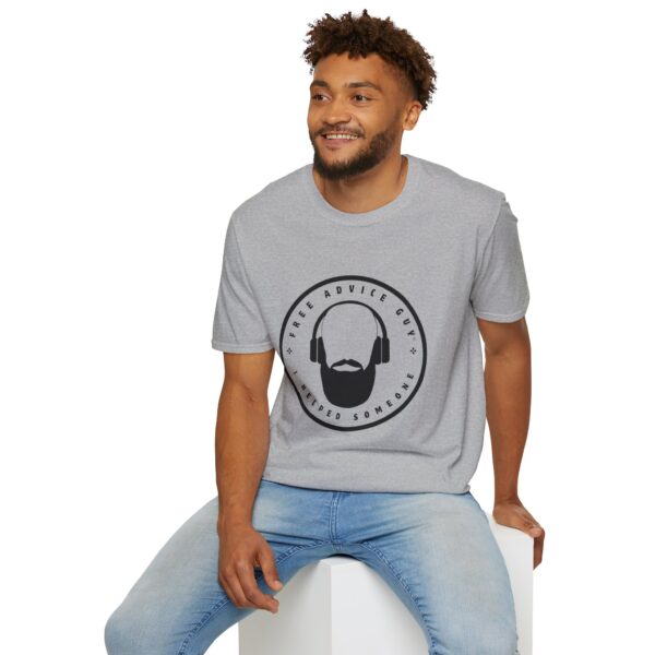 Unisex Softstyle T-Shirt Black Free Advice Guy Logo - Image 4