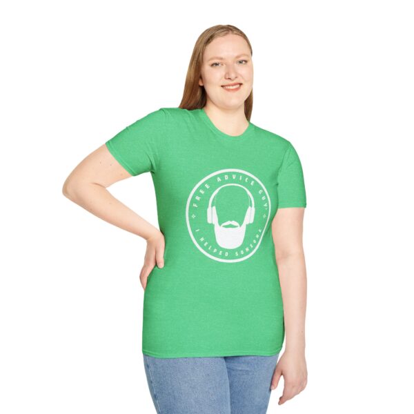 Unisex Softstyle T-Shirt White Free Advice Guy Logo - Image 16