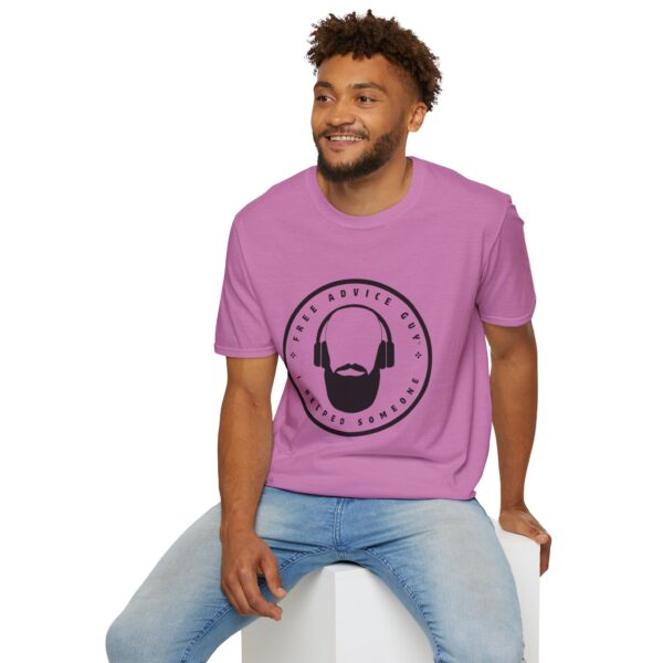 Unisex Softstyle T-Shirt Black Free Advice Guy Logo - Image 22
