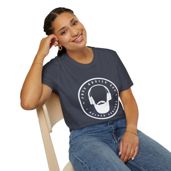 Unisex Softstyle T-Shirt White Free Advice Guy Logo - Image 18