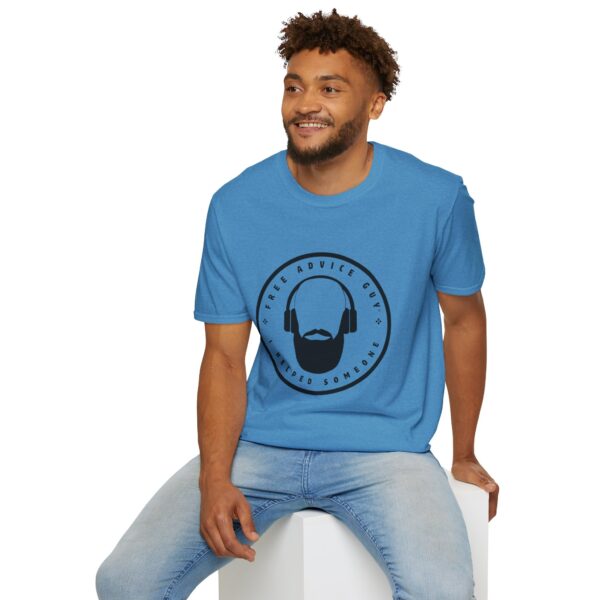 Unisex Softstyle T-Shirt Black Free Advice Guy Logo - Image 16