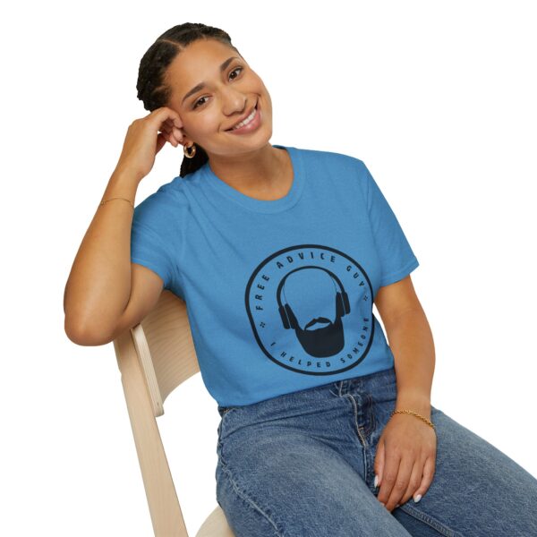 Unisex Softstyle T-Shirt Black Free Advice Guy Logo - Image 18
