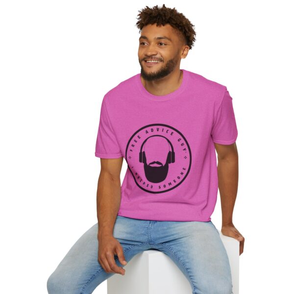 Unisex Softstyle T-Shirt Black Free Advice Guy Logo - Image 25