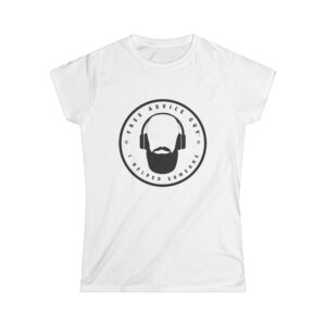 Women's Softstyle Tee Black Free Advice Guy Logo