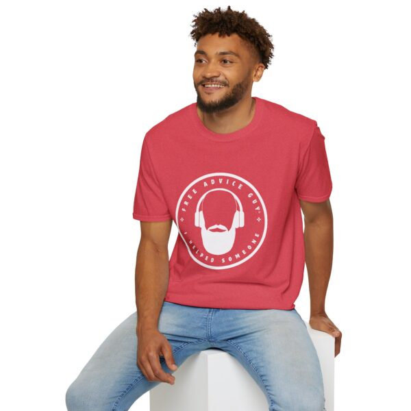 Unisex Softstyle T-Shirt White Free Advice Guy Logo - Image 8
