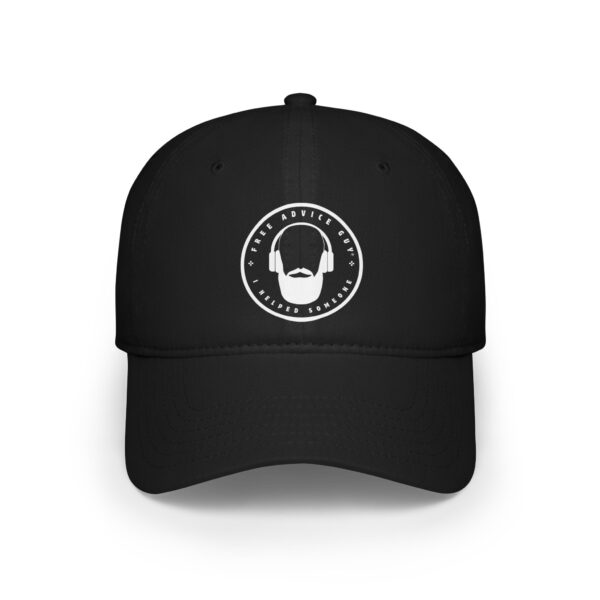 Low Profile Baseball Cap White Free Advice Guy Logo