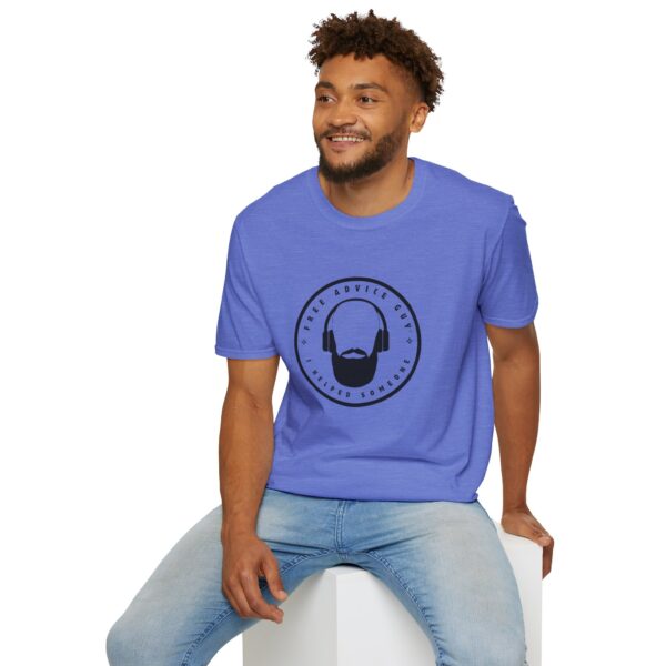 Unisex Softstyle T-Shirt Black Free Advice Guy Logo - Image 13