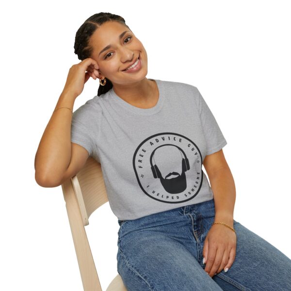 Unisex Softstyle T-Shirt Black Free Advice Guy Logo - Image 6