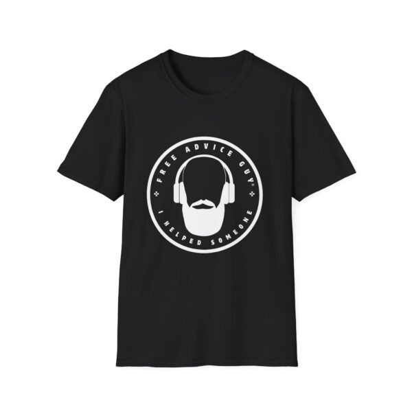 Unisex Softstyle T-Shirt White Free Advice Guy Logo - Image 3