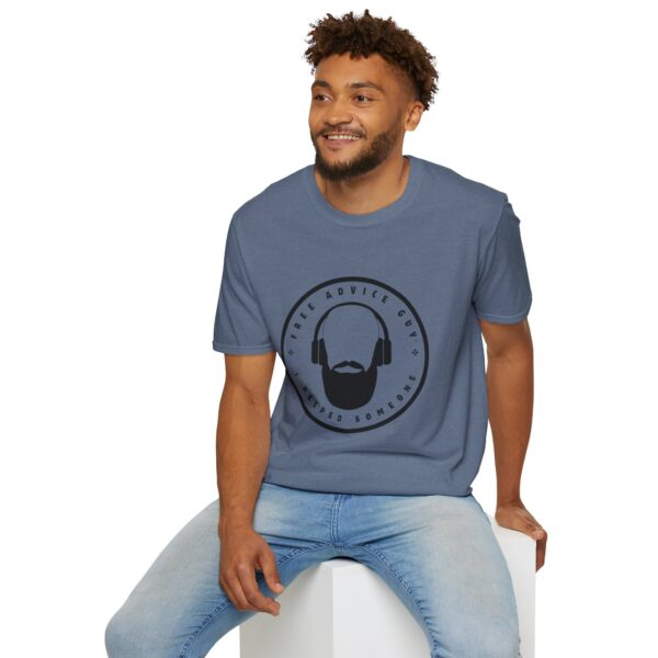 Unisex Softstyle T-Shirt Black Free Advice Guy Logo - Image 19