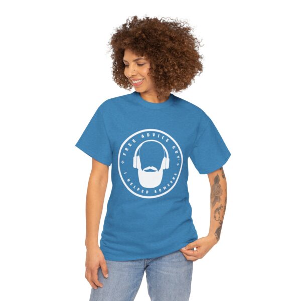 Unisex Heavy Cotton Tee White Free Advice Guy Logo - Image 16