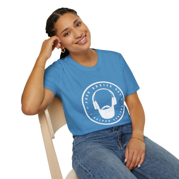 Unisex Softstyle T-Shirt White Free Advice Guy Logo - Image 14