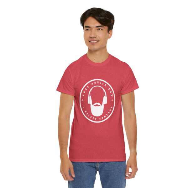 Unisex Heavy Cotton Tee White Free Advice Guy Logo - Image 12