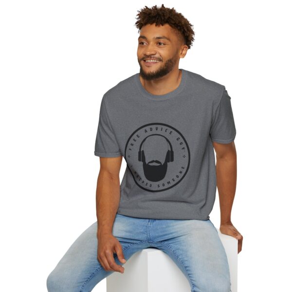 Unisex Softstyle T-Shirt Black Free Advice Guy Logo - Image 7