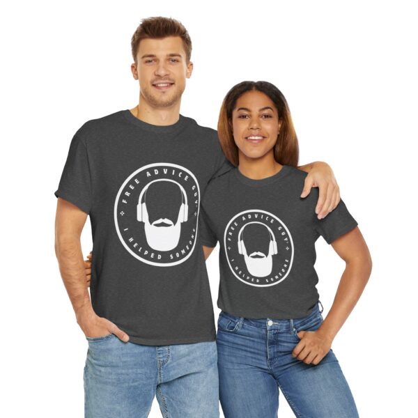 Unisex Heavy Cotton Tee White Free Advice Guy Logo - Image 4