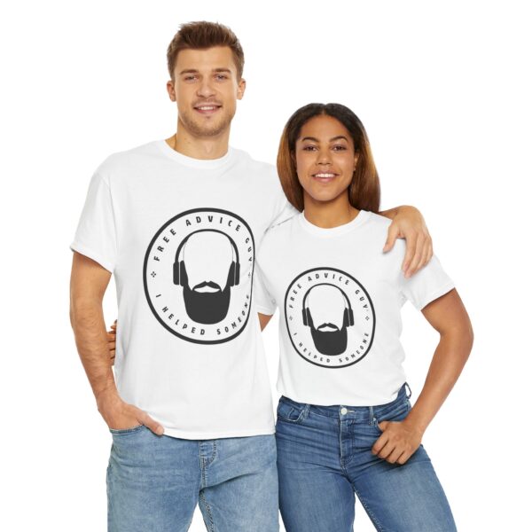 Unisex Heavy Cotton Tee Black Free Advice Guy Logo - Image 2