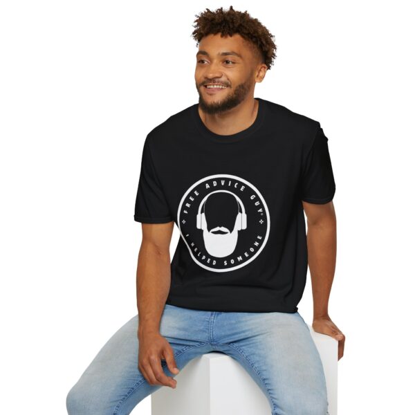 Unisex Softstyle T-Shirt White Free Advice Guy Logo - Image 2