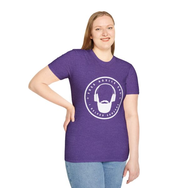 Unisex Softstyle T-Shirt White Free Advice Guy Logo - Image 10