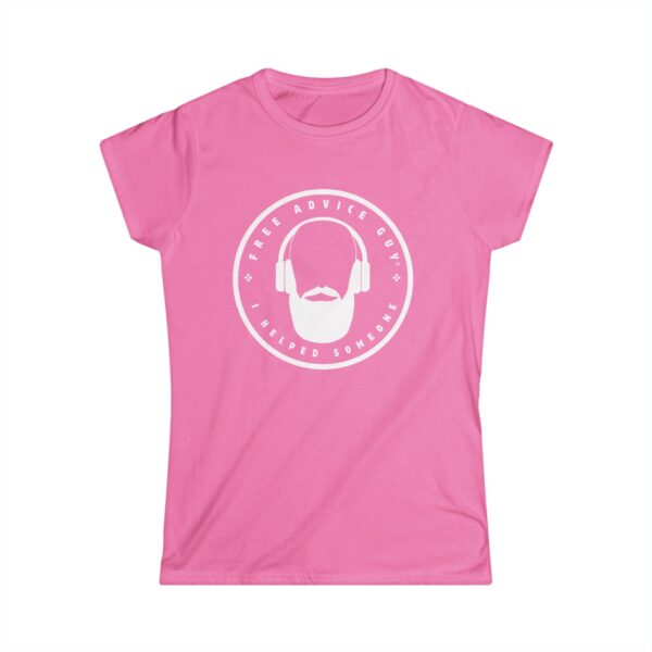 Women's Softstyle Tee White Free Advice Guy Logo - Image 8