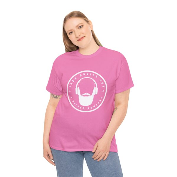 Unisex Heavy Cotton Tee White Free Advice Guy Logo - Image 14