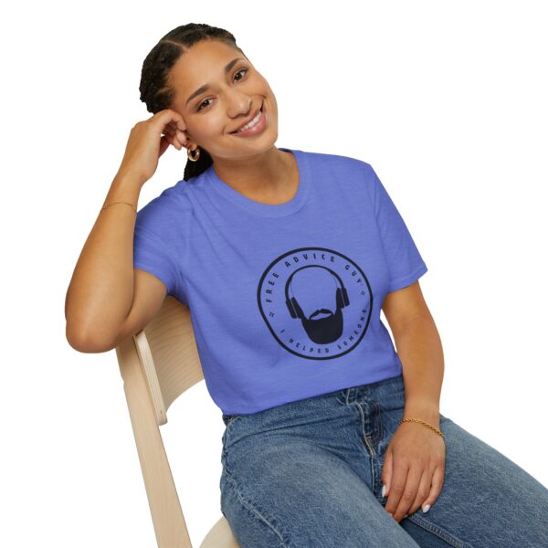 Unisex Softstyle T-Shirt Black Free Advice Guy Logo - Image 15
