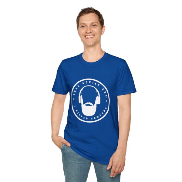 Unisex Softstyle T-Shirt White Free Advice Guy Logo - Image 6