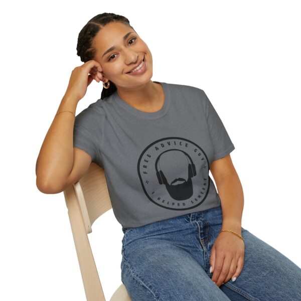 Unisex Softstyle T-Shirt Black Free Advice Guy Logo - Image 9