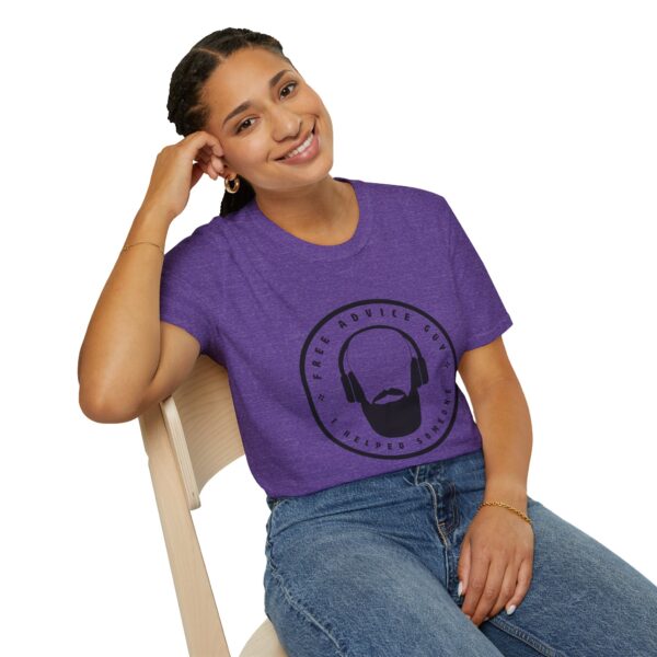 Unisex Softstyle T-Shirt Black Free Advice Guy Logo - Image 12