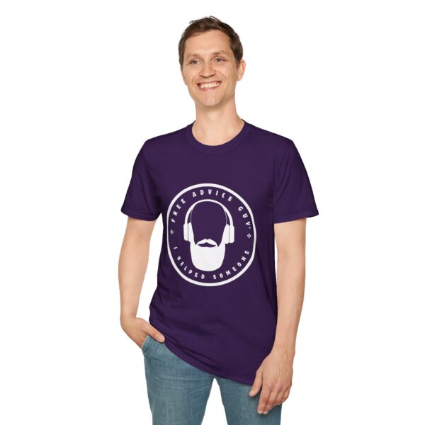 Unisex Softstyle T-Shirt White Free Advice Guy Logo - Image 4