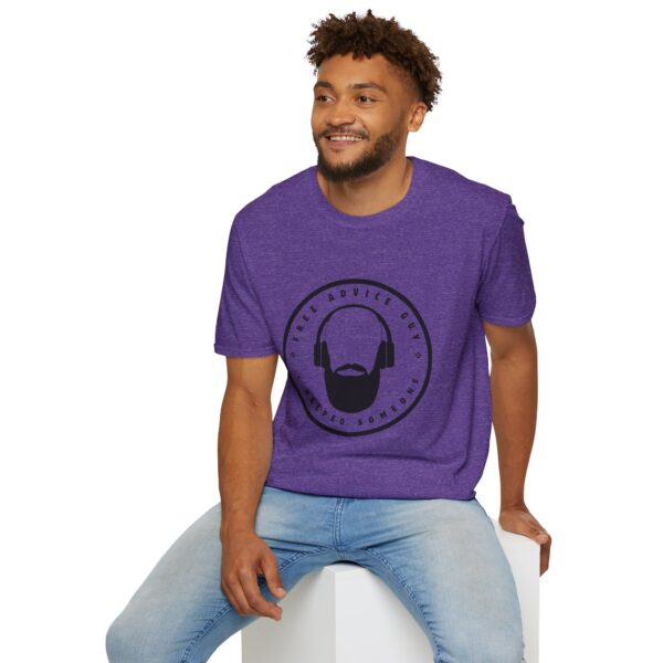 Unisex Softstyle T-Shirt Black Free Advice Guy Logo - Image 10