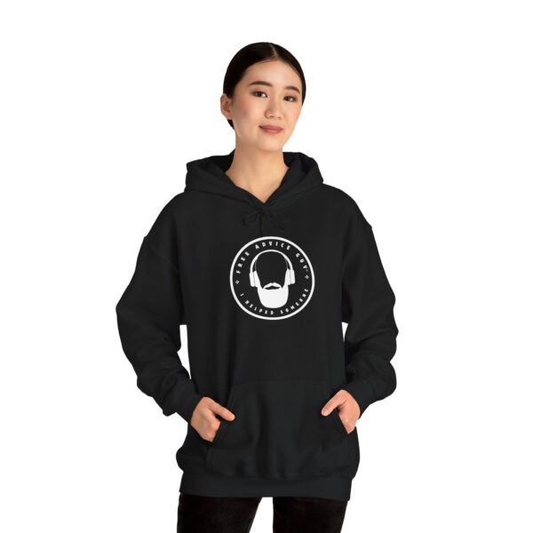 Hoodie(Black) White Free Advice Guy Logo - Image 2