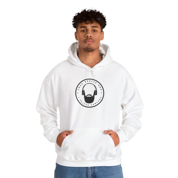 Hoodie(White) Black Free Advice Guy Logo - Image 2
